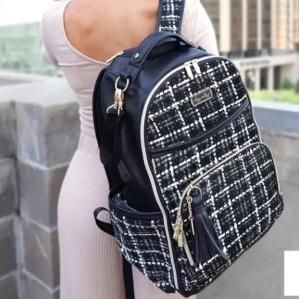 Itzy Ritzy Boss Plus Houndstooth Tweed Backpack Diaper Bag - Picture 2 of 10